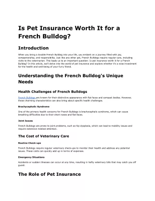 Is Pet Insurance Worth It for a French Bulldog?