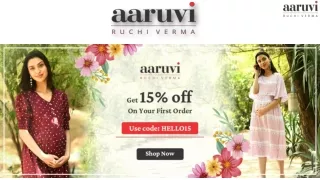 Women's denim maternity dresses online At Aaruvi