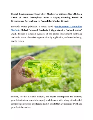 global environment controller market to witness