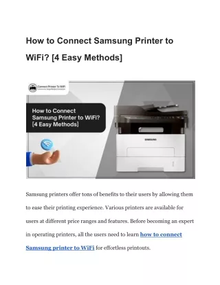 How to Connect Samsung Printer to WiFi