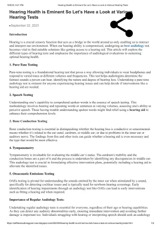 Hearing Health is Eminent So Let’s Have a Look at Various Hearing Tests