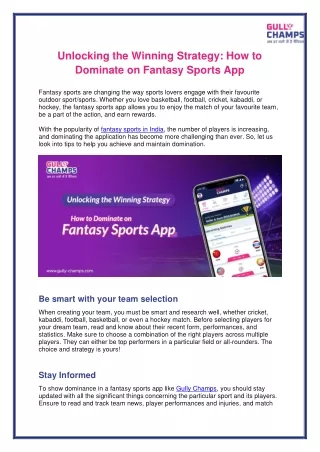 Play Fantasy Sports Like a Pro: Tips and Tricks to Win Big