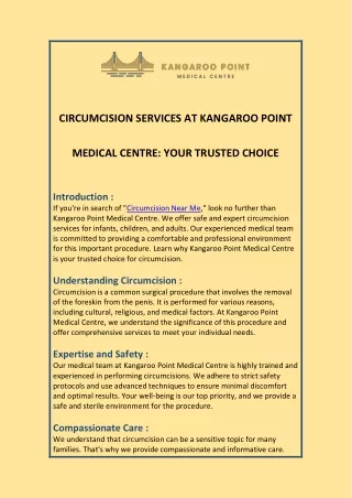 Circumcision Near Me _ Kangaroo Point Medical Centre