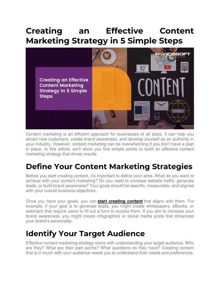creating marketing strategy in 5 simple steps