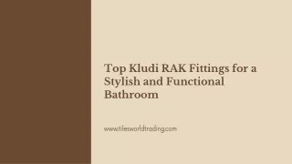 Top Kludi RAK Fittings for a Stylish and Functional Bathroom