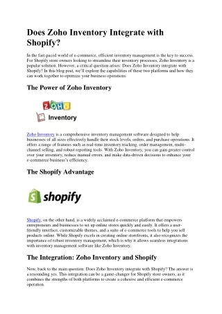Does Zoho Inventory Integrate with Shopify