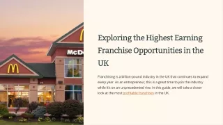 Exploring the Highest Earning Franchise Opportunitie in the UK
