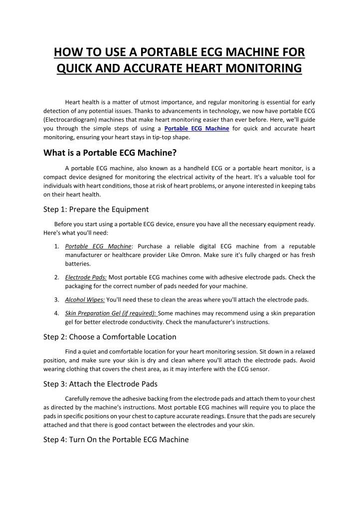 how to use a portable ecg machine for quick