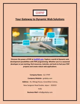 Your Gateway to Dynamic Web Solutions