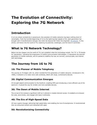 The Evolution of Connectivity: Exploring the 7G Network
