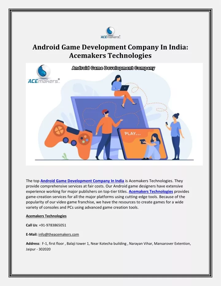 android game development company in india