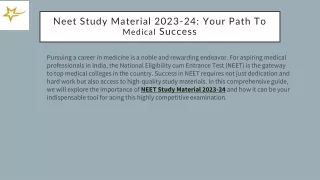 Neet Study Material 2023-24