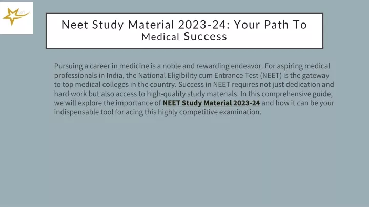 neet study material 2023 24 your path to medical success