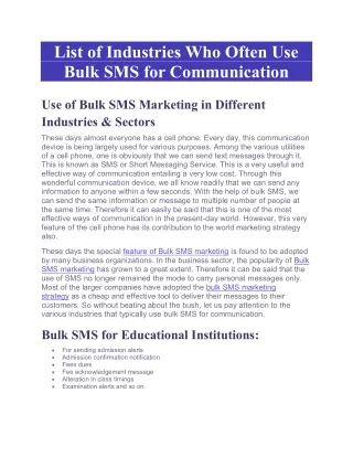 list of industries who often use bulk