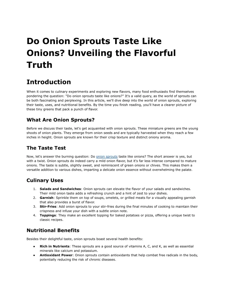 do onion sprouts taste like onions unveiling