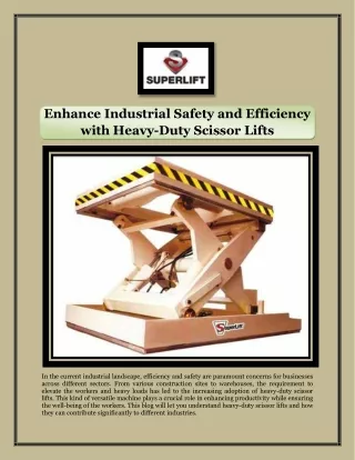 Enhance Industrial Safety and Efficiency with Heavy-Duty Scissor Lifts