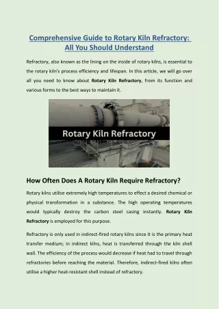 comprehensive guide to rotary kiln refractory