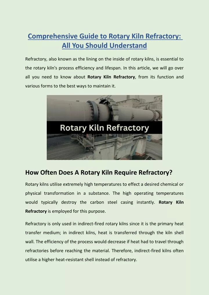 comprehensive guide to rotary kiln refractory