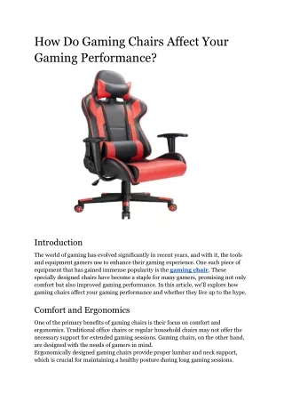 How Do Gaming Chairs Affect Your Gaming Performance?
