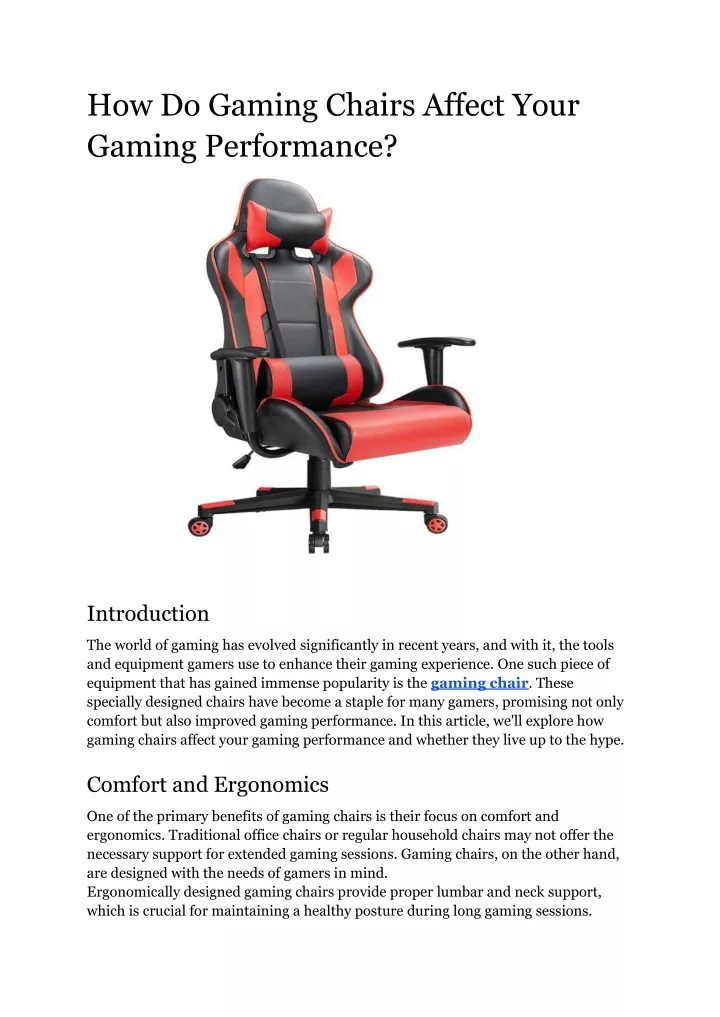 how do gaming chairs affect your gaming