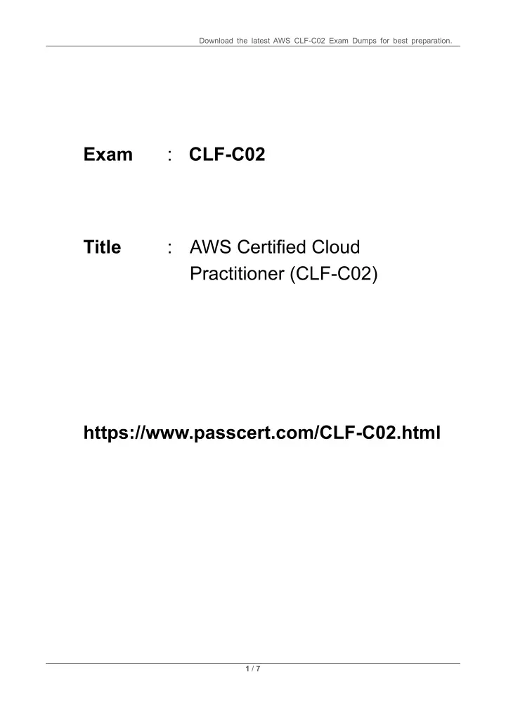 download the latest aws clf c02 exam dumps