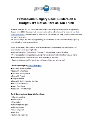 Professional Calgary Deck Builders