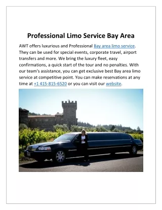 Professional Limo Service Bay Area - AWT Limo