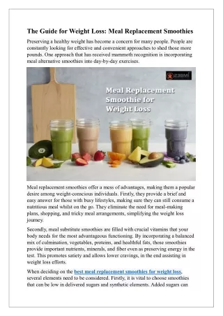 the guide for weight loss meal replacement
