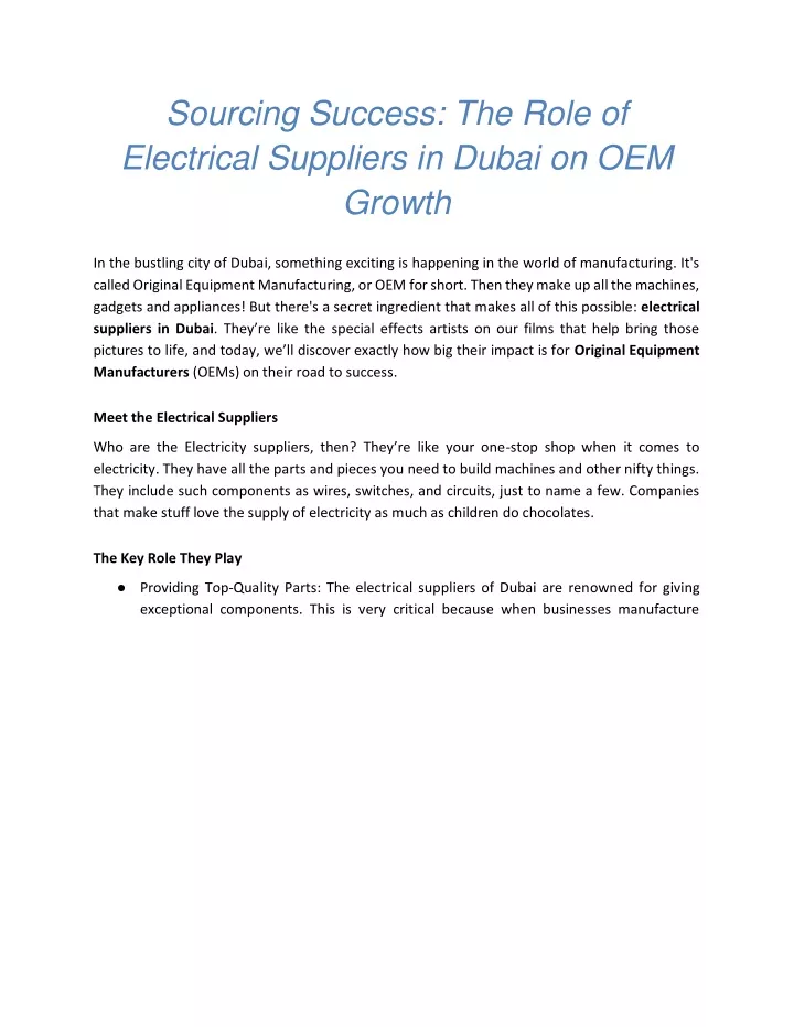 sourcing success the role of electrical suppliers