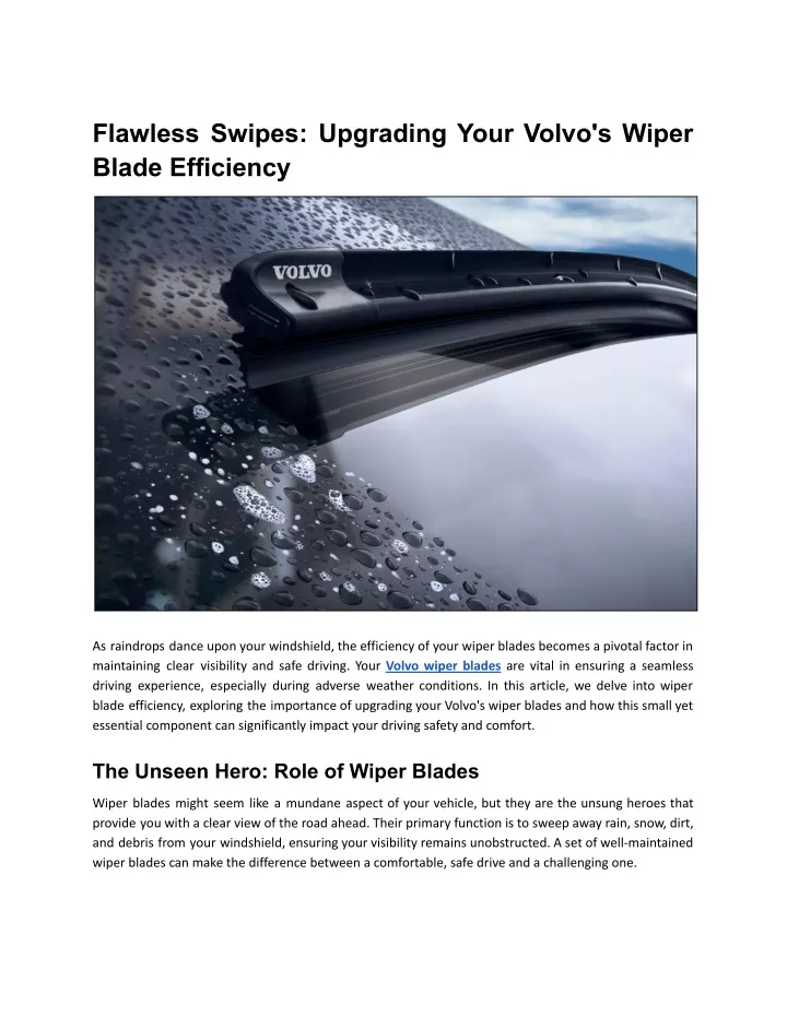 flawless swipes upgrading your volvo s wiper