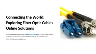 Exploring Fiber Optic Cables Online Solutions | Datacomm Cables
