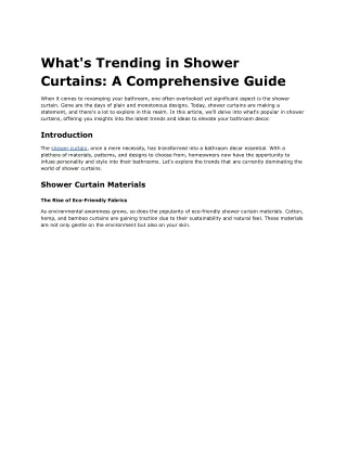 What's Trending in Shower Curtains: A Comprehensive Guide