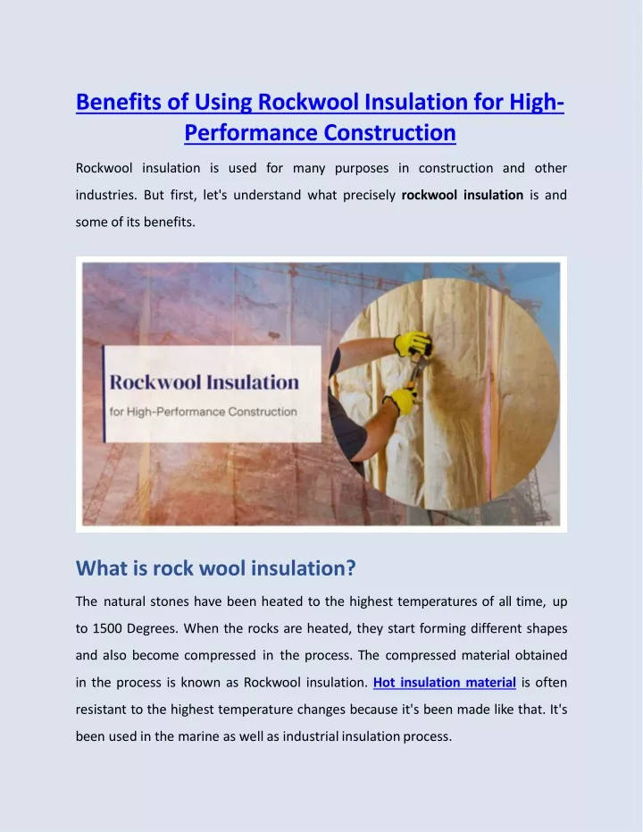 benefits of using rockwool insulation for high performance construction
