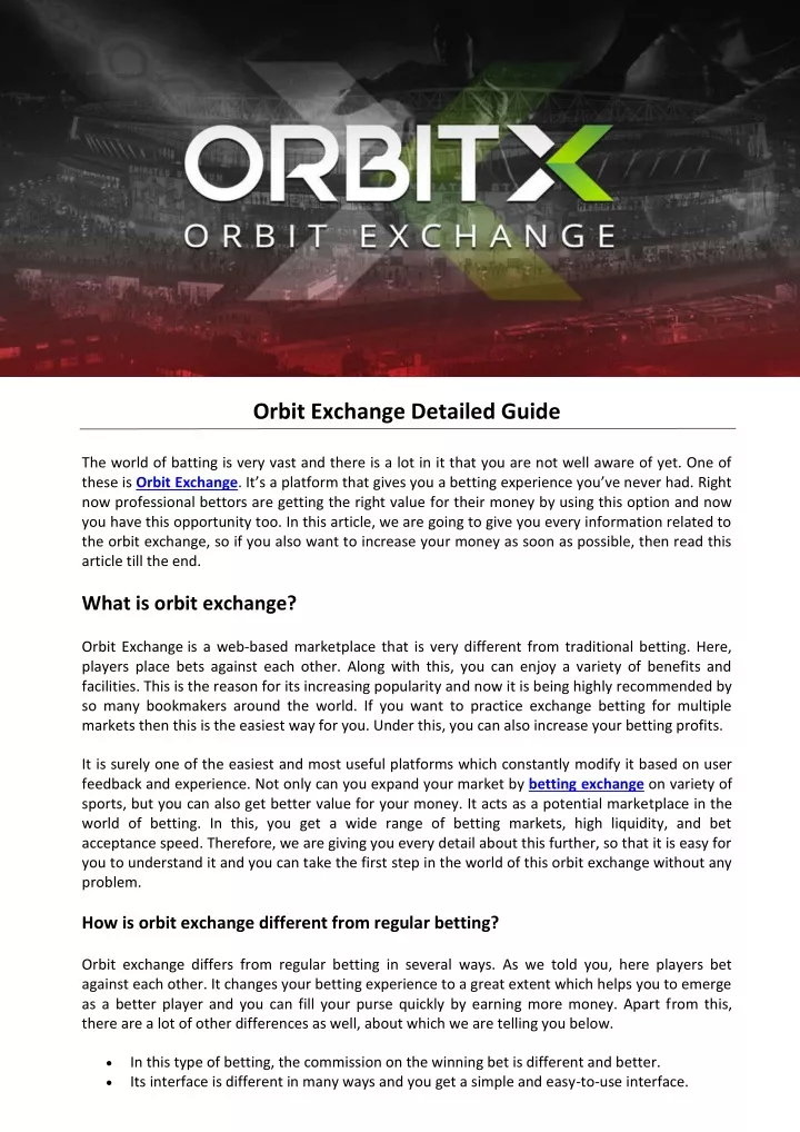 orbit exchange detailed guide