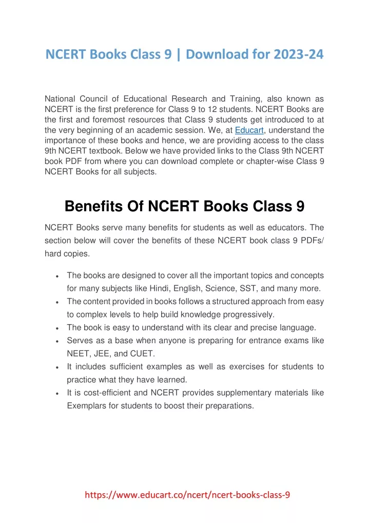 ncert books class 9 download for 2023 24