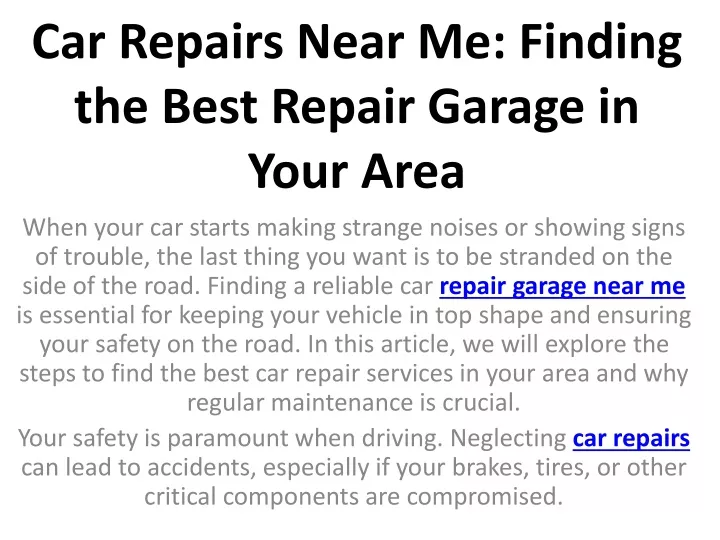 car repairs near me finding the best repair garage in your area