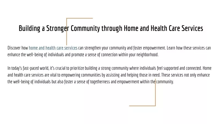 building a stronger community through home and health care services