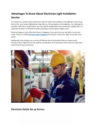 advantages to know about electrician light