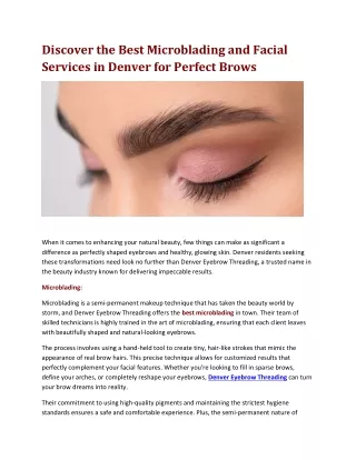 Discover the Best Microblading and Facial Services in Denver for Perfect Brows - Denver Eyebrow Threading's Top Picks
