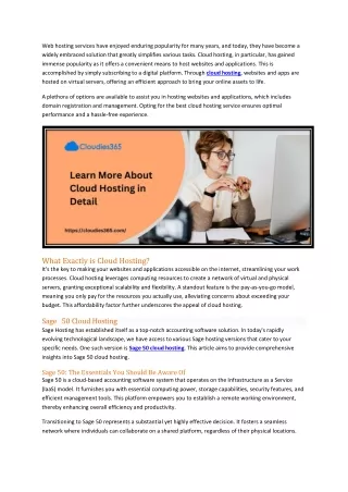 Learn More About Cloud Hosting in Detail