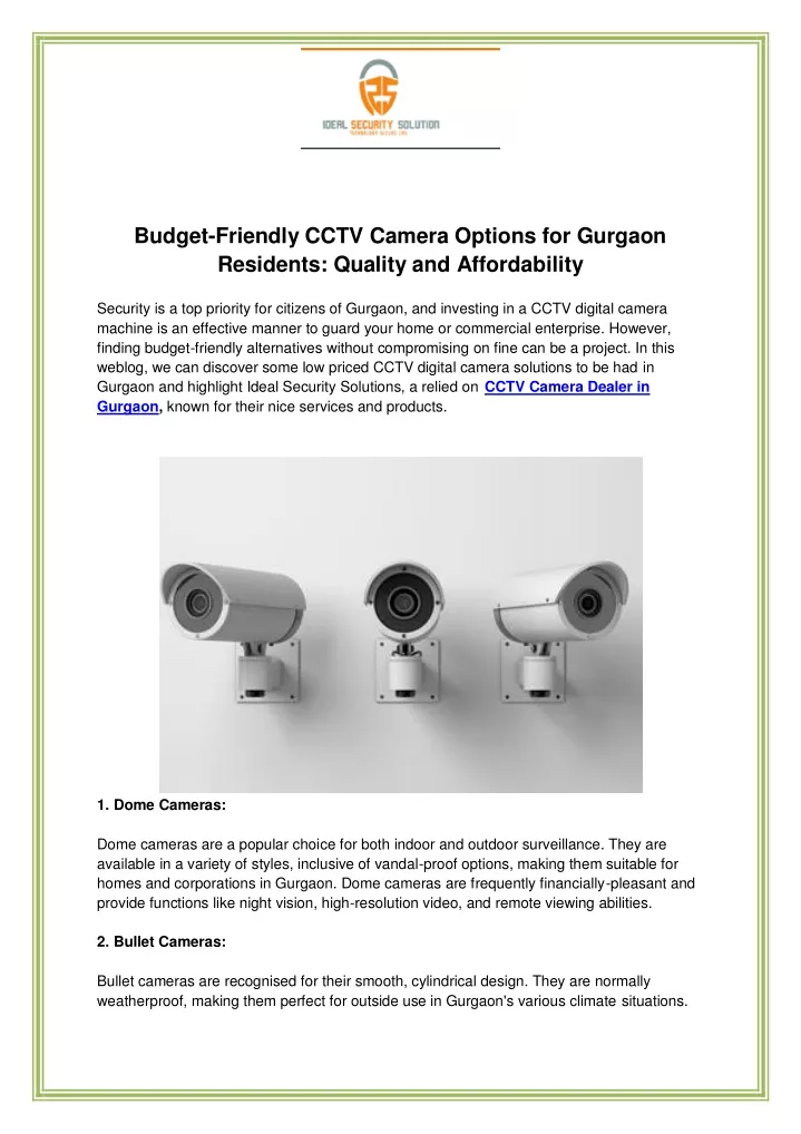 budget friendly cctv camera options for gurgaon