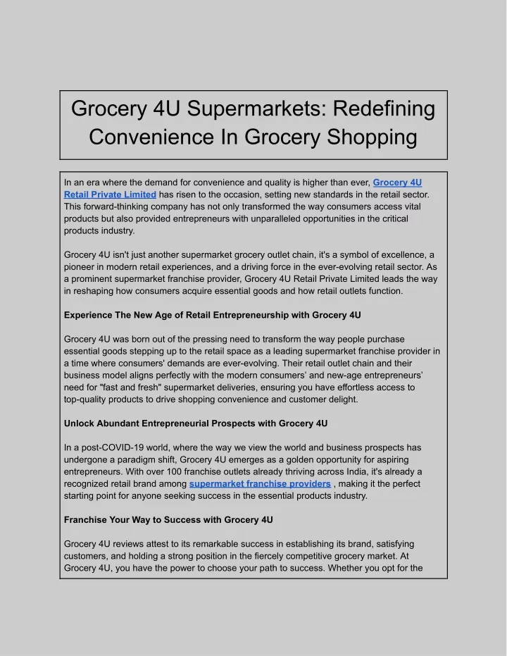 grocery 4u supermarkets redefining convenience