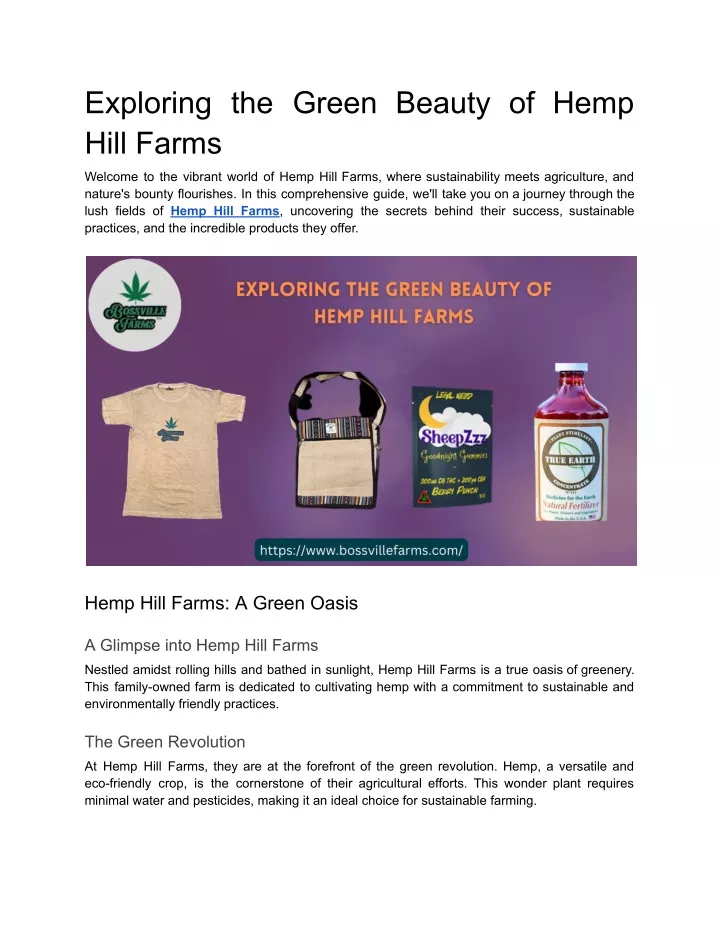 exploring the green beauty of hemp hill farms