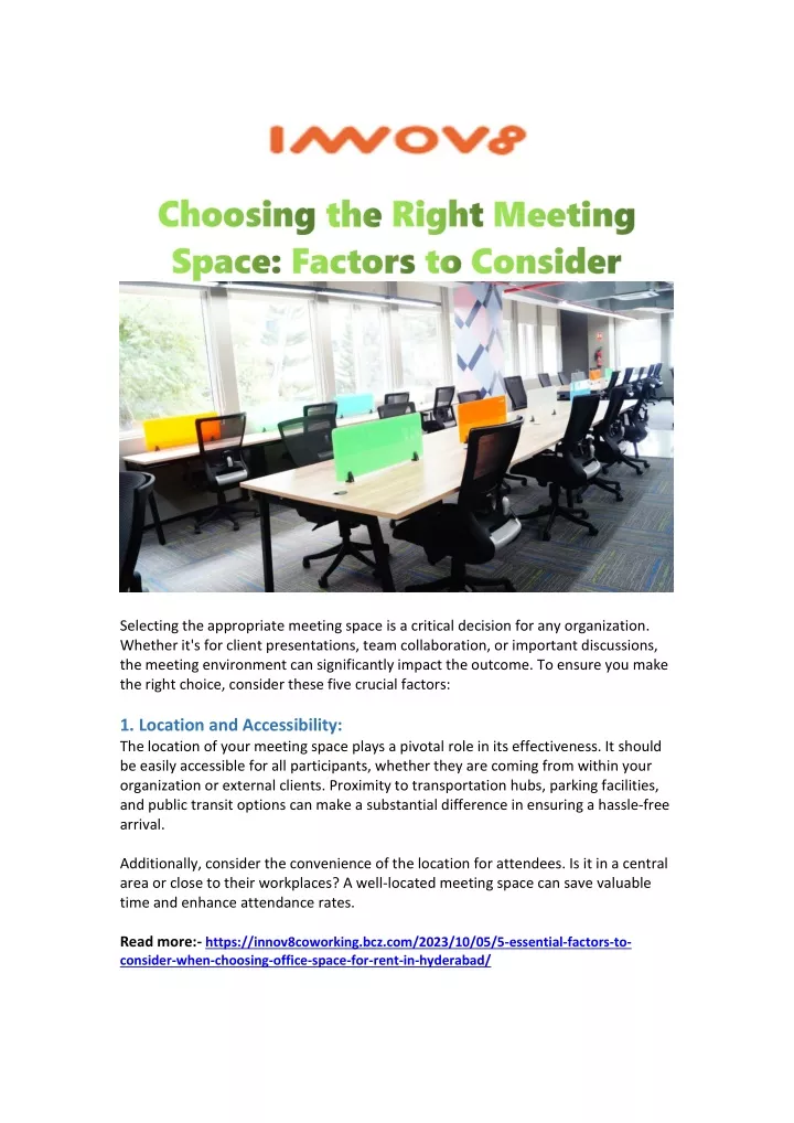 selecting the appropriate meeting space