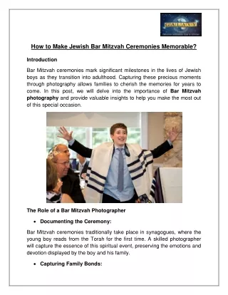 How to Make Jewish Bar Mitzvah Ceremonies Memorable?