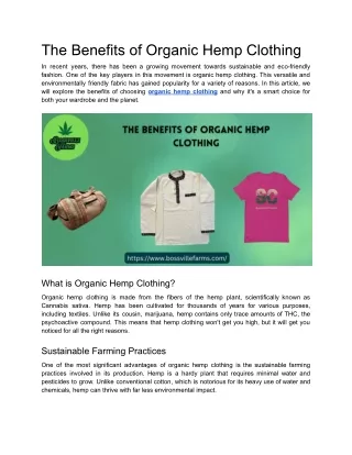 The Benefits of Organic Hemp Clothing