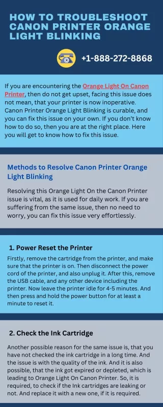 How to Troubleshoot Canon Printer Orange Light Blinking