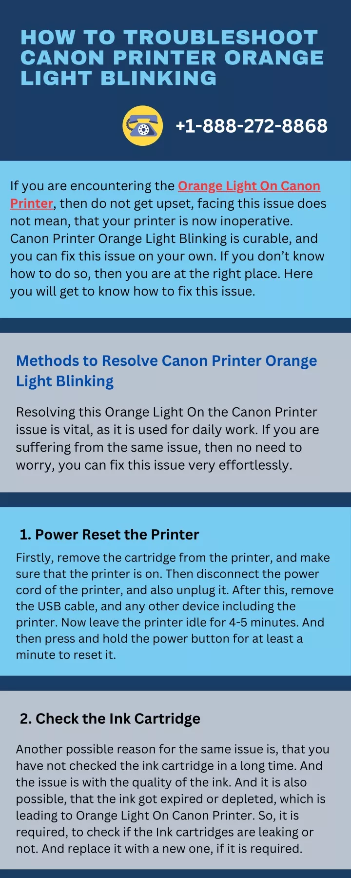 how to troubleshoot canon printer orange light