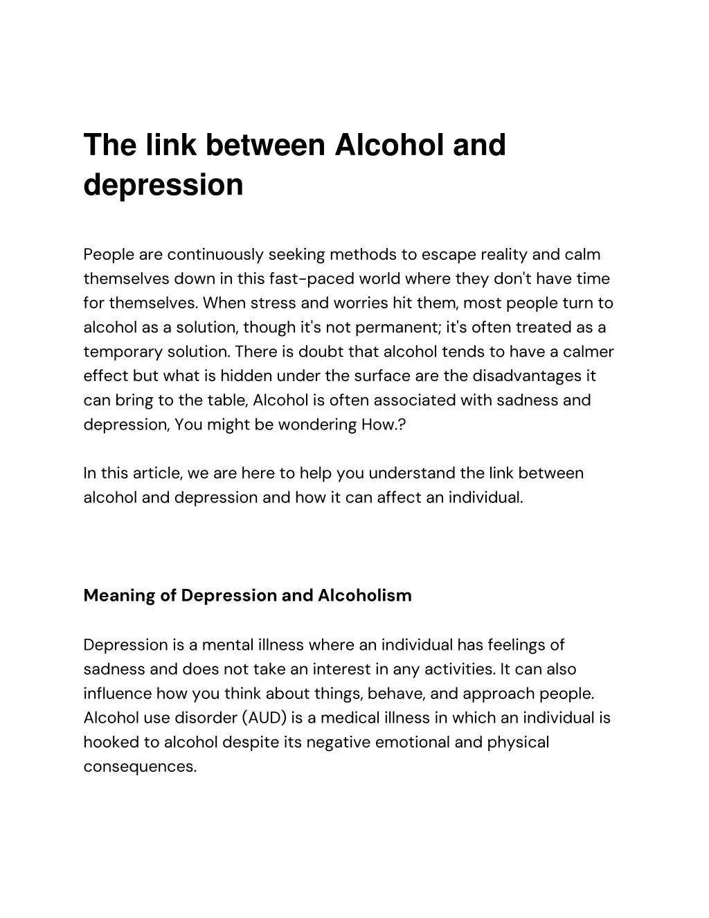 PPT - The link between Alcohol and depression PowerPoint Presentation ...