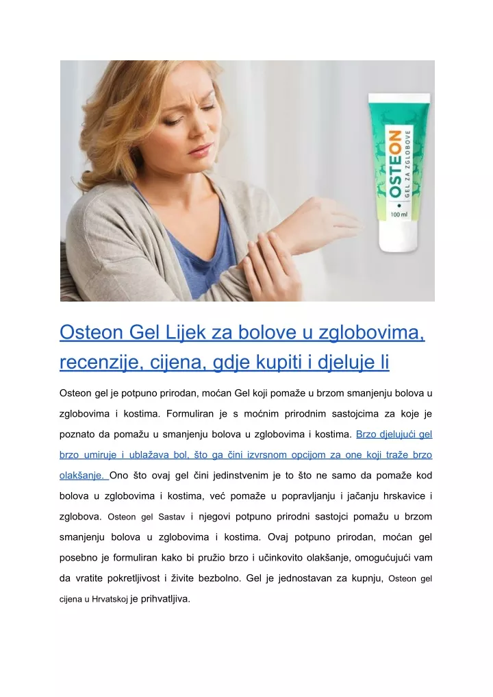 osteon gel lijek za bolove u zglobovima recenzije